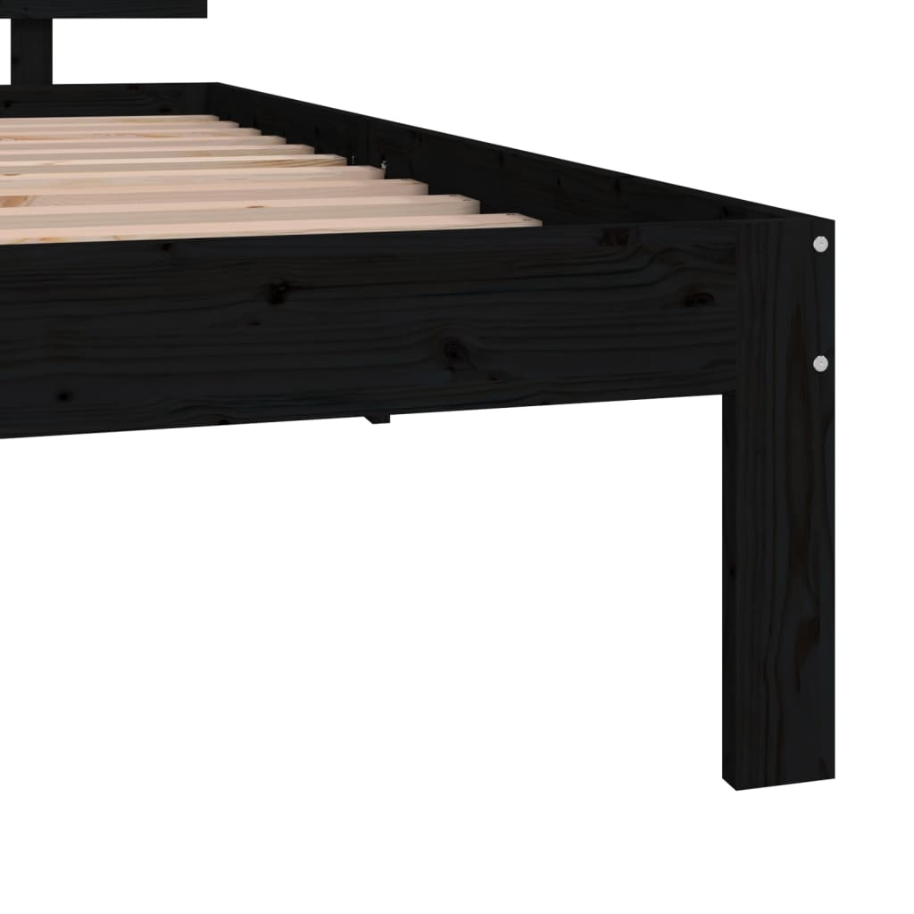 Bedframe Massief Hout Zwart 90X190 Cm 3Ft Single