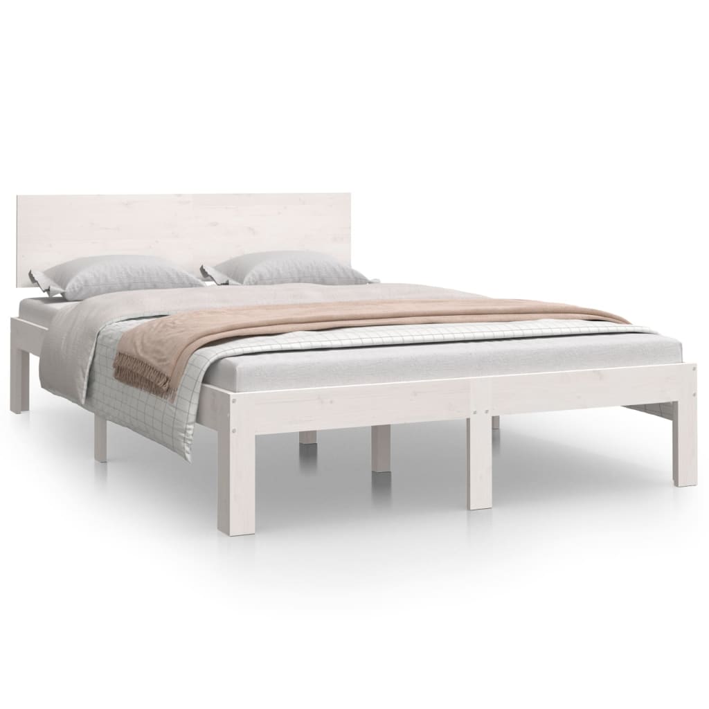 Bedframe Massief Hout Wit 120X190 Cm 4Ft Small Double