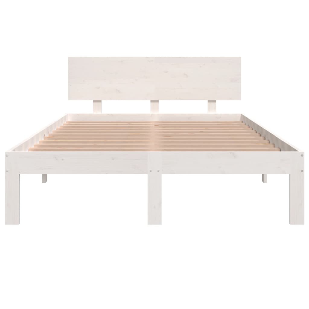 Bedframe Massief Hout Wit 120X190 Cm 4Ft Small Double