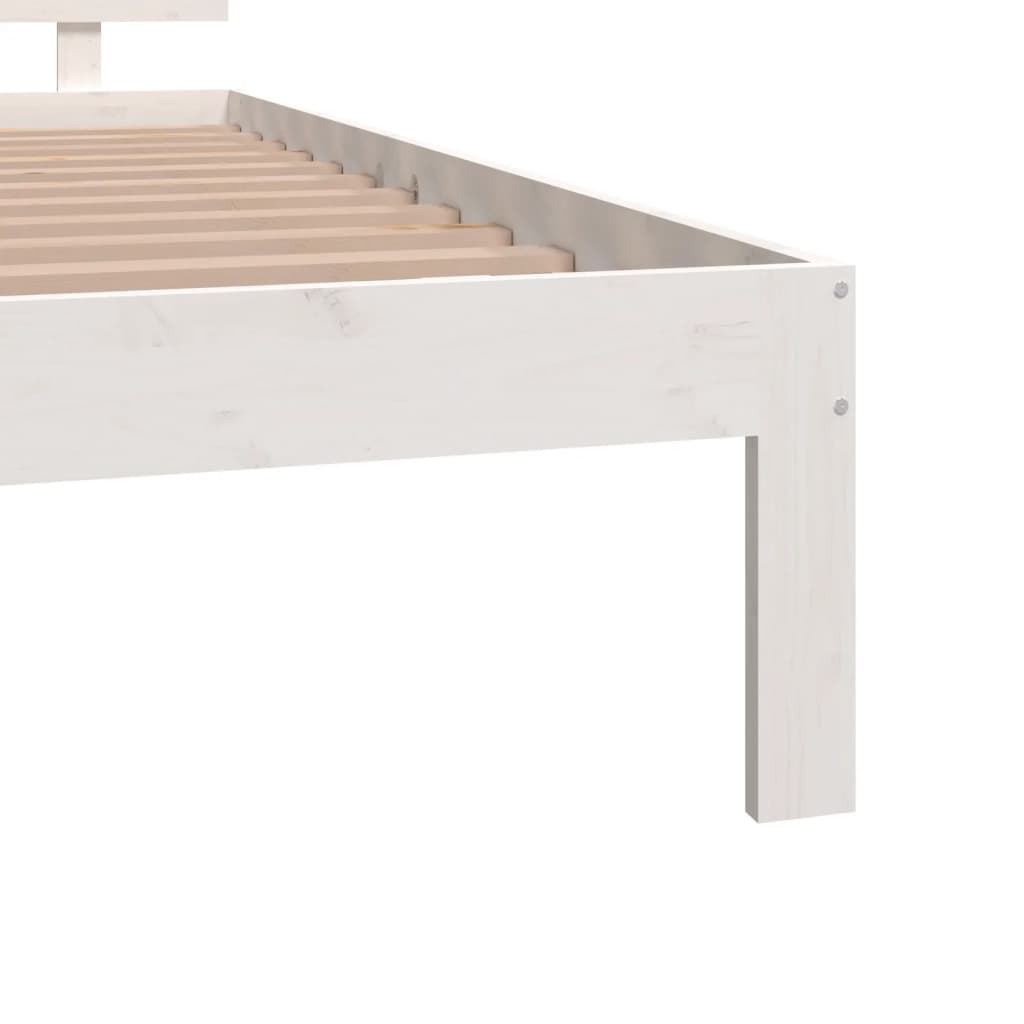 Bedframe Massief Hout Wit 120X190 Cm 4Ft Small Double