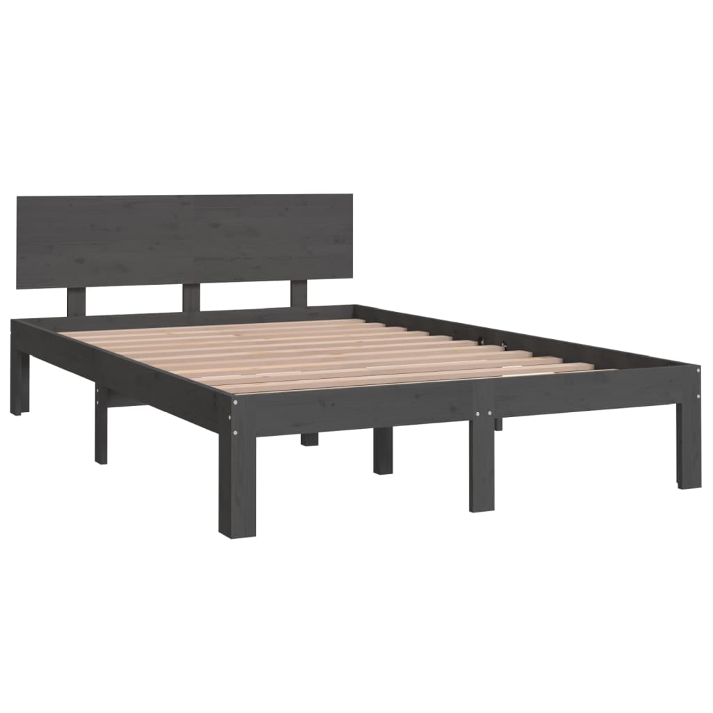 Bedframe Massief Hout Grijs 120X190 Cm 4Ft Small Double