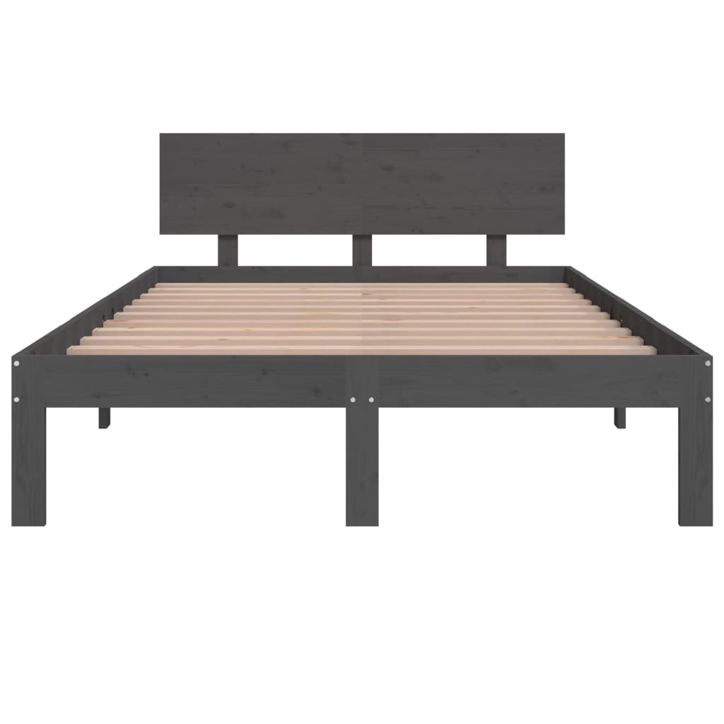 Bedframe Massief Hout Grijs 120X190 Cm 4Ft Small Double