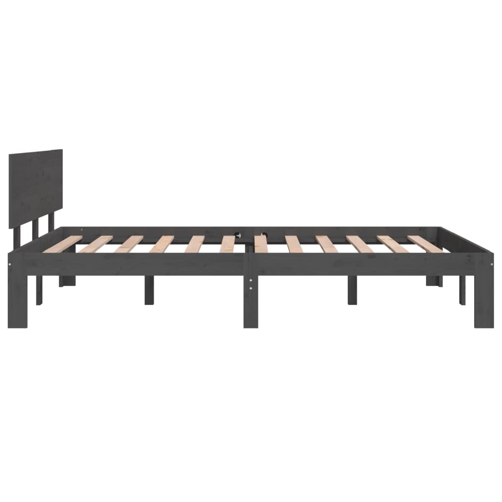 Bedframe Massief Hout Grijs 120X190 Cm 4Ft Small Double