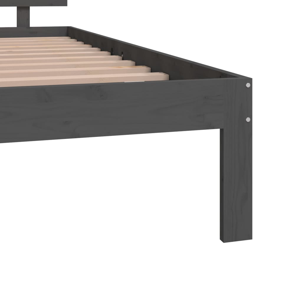 Bedframe Massief Hout Grijs 120X190 Cm 4Ft Small Double