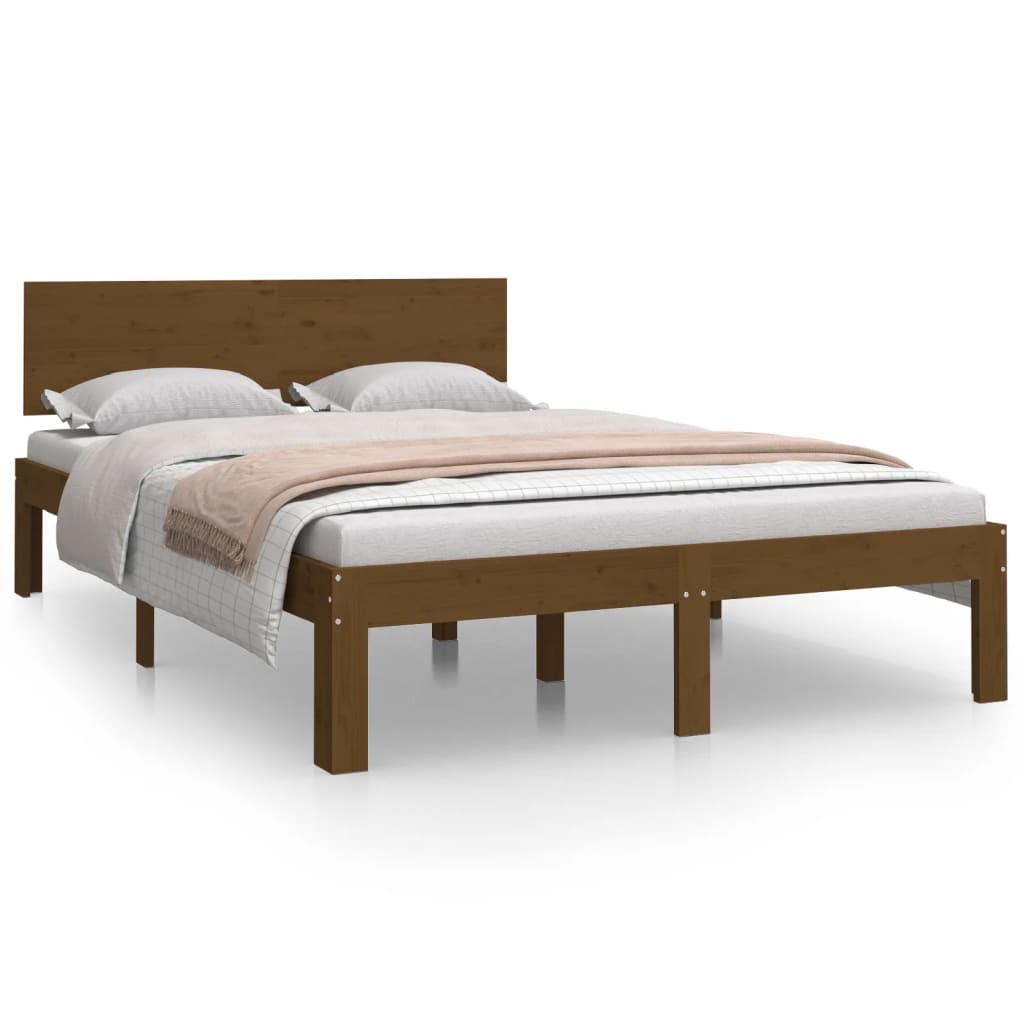 Bedframe Massief Hout Honingbruin 120X190 Cm 4Ft Small Double