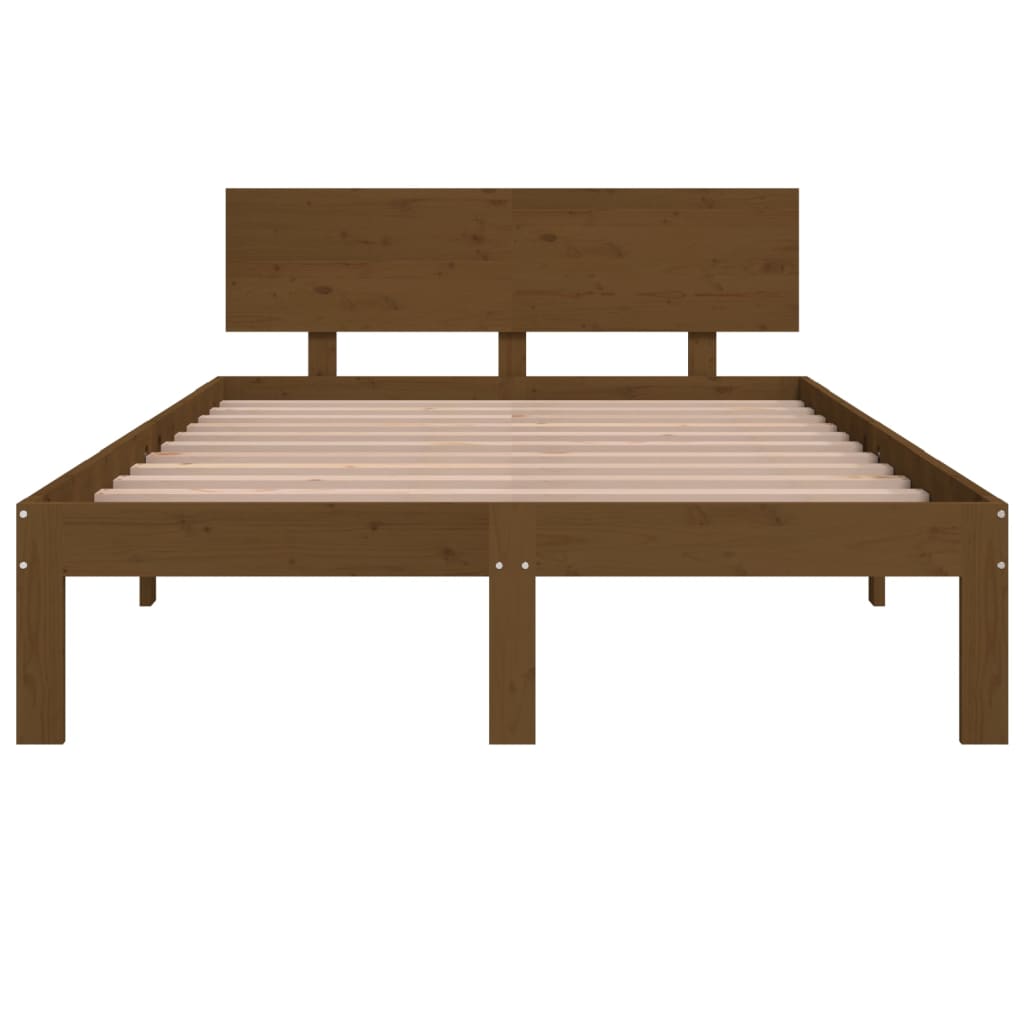Bedframe Massief Hout Honingbruin 120X190 Cm 4Ft Small Double