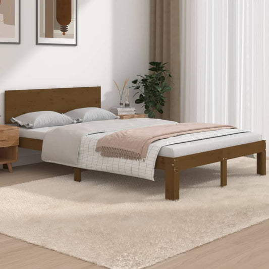 Bedframe Massief Hout Honingbruin 120X190 Cm 4Ft Small Double