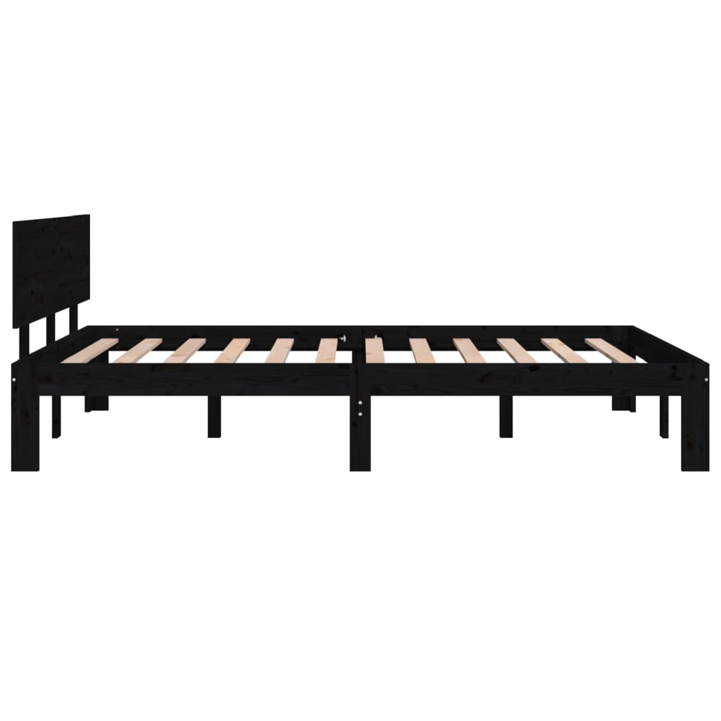 Bedframe Massief Hout Zwart 120X190 Cm 4Ft Small Double