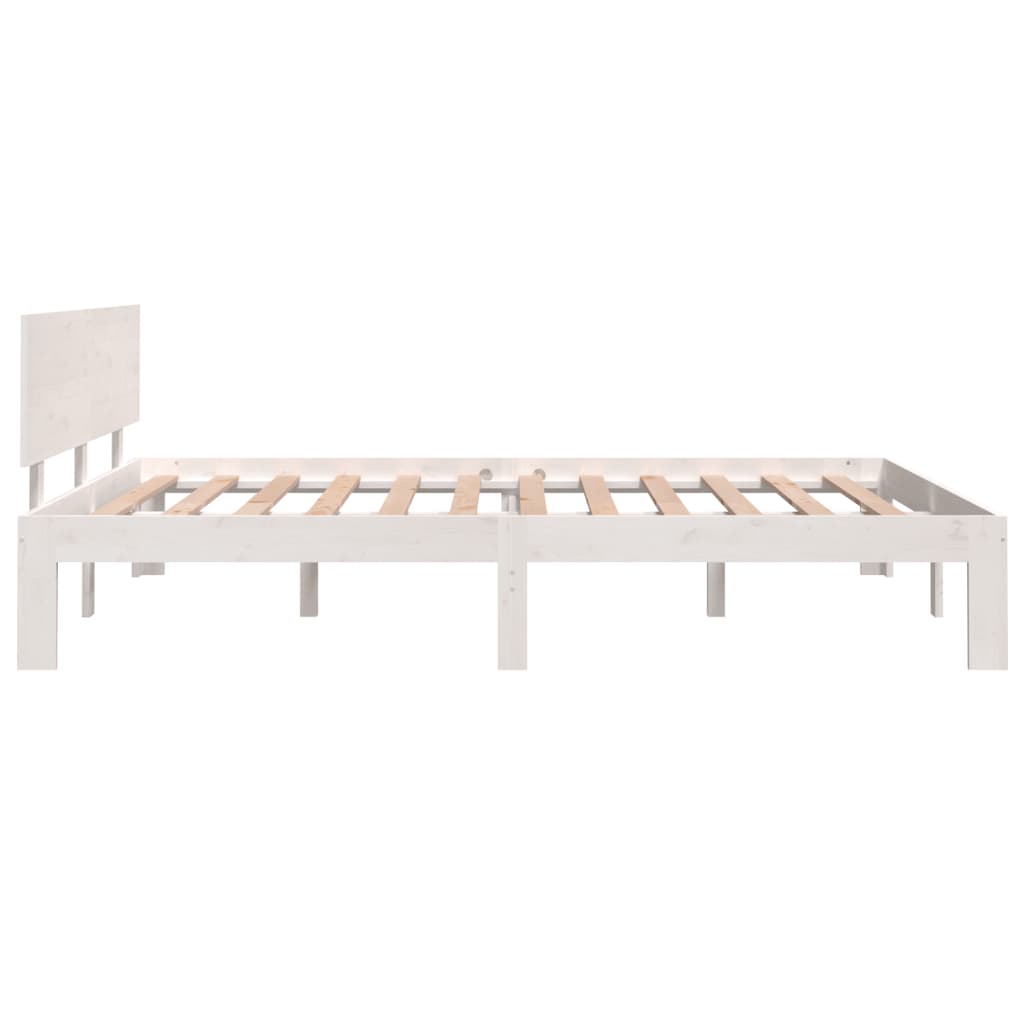 Bedframe Massief Hout Wit 135X190 Cm 4Ft6 Double