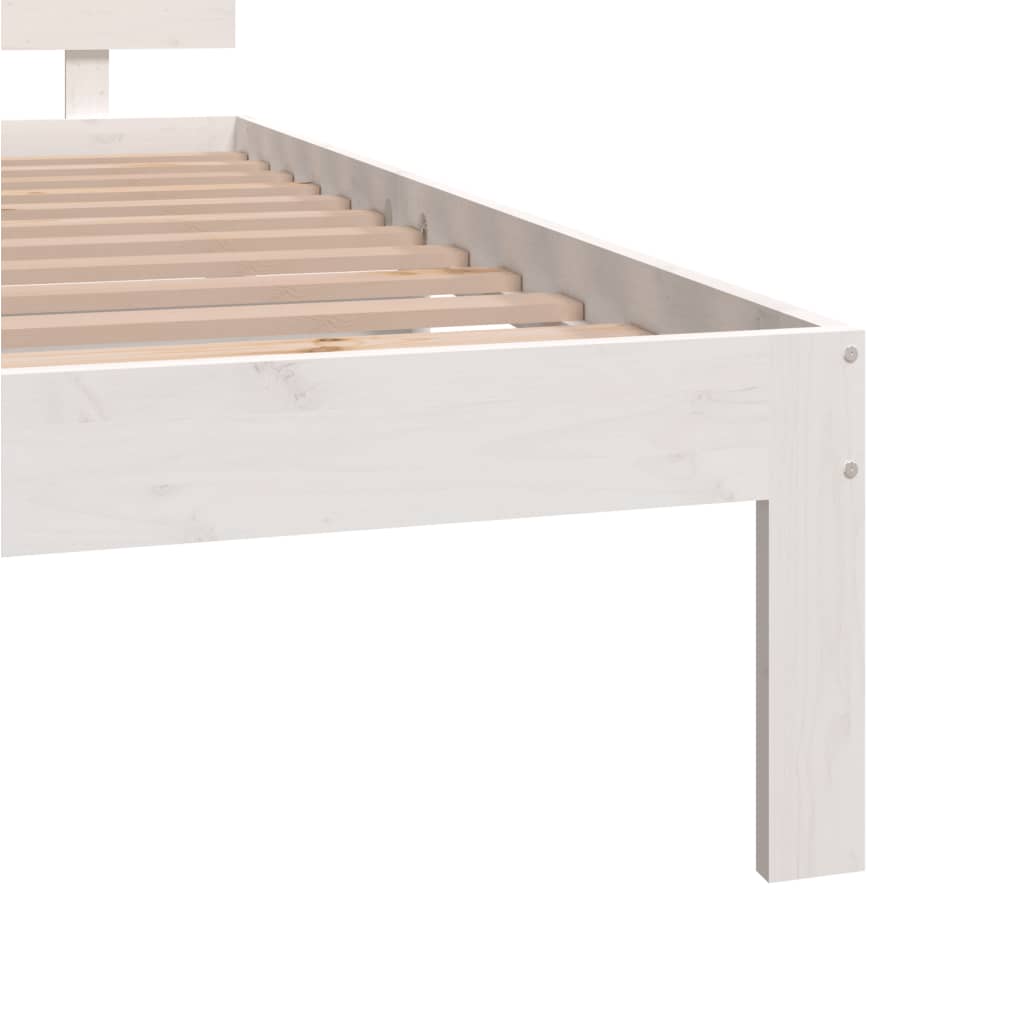 Bedframe Massief Hout Wit 135X190 Cm 4Ft6 Double