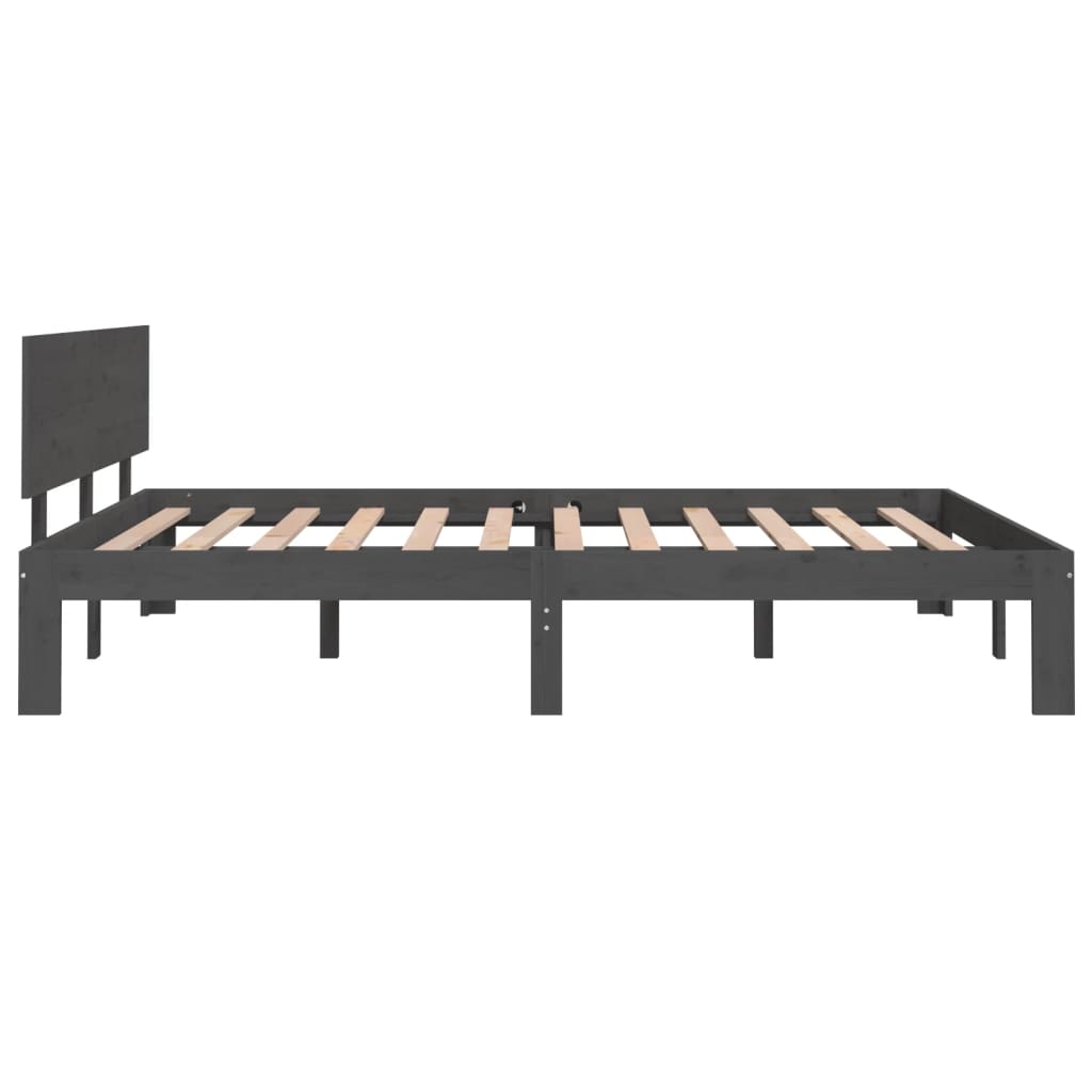 Bedframe Massief Hout Grijs 135X190 Cm 4Ft6 Double