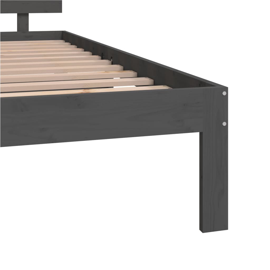 Bedframe Massief Hout Grijs 135X190 Cm 4Ft6 Double