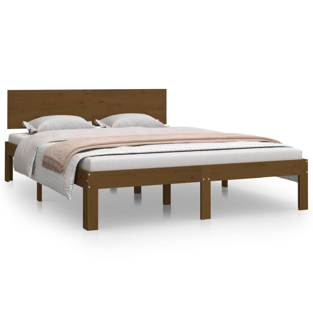Bedframe Massief Hout Honingbruin 135X190 Cm 4Ft6 Double