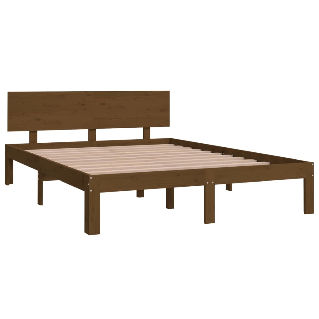 Bedframe Massief Hout Honingbruin 135X190 Cm 4Ft6 Double