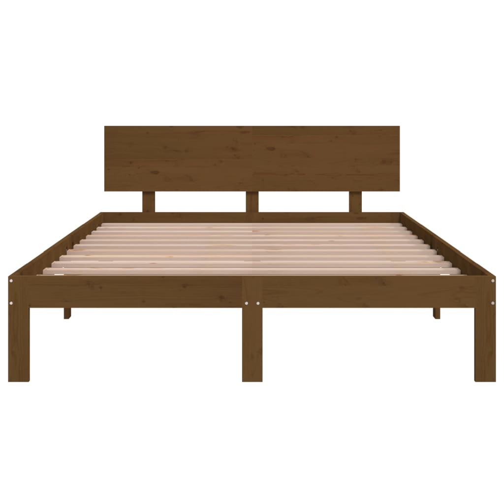 Bedframe Massief Hout Honingbruin 135X190 Cm 4Ft6 Double