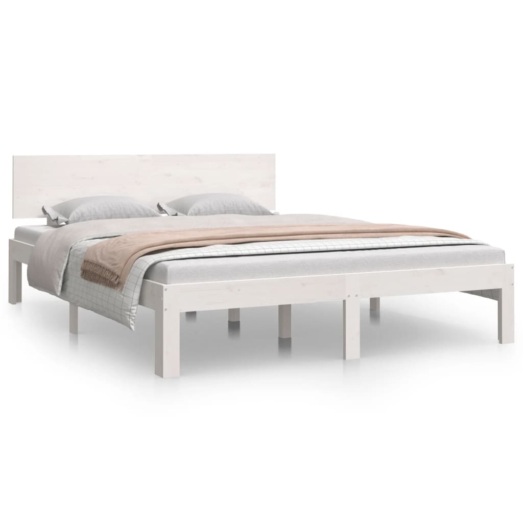 Bedframe Massief Grenenhout Wit 140X190 Cm