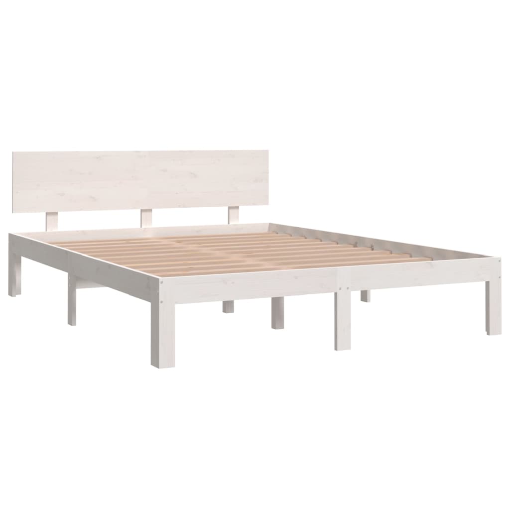 Bedframe Massief Grenenhout Wit 140X190 Cm