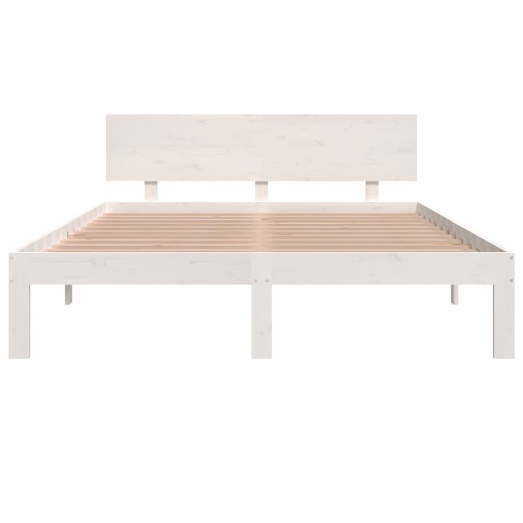 Bedframe Massief Grenenhout Wit 140X190 Cm