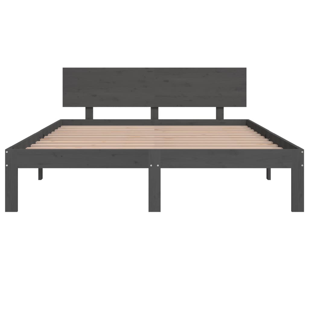 Bedframe Massief Grenenhout Grijs 140X190 Cm