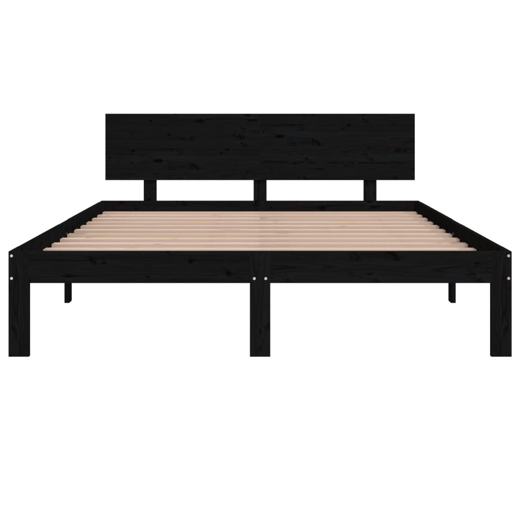 Bedframe Massief Grenenhout Zwart 140X190 Cm