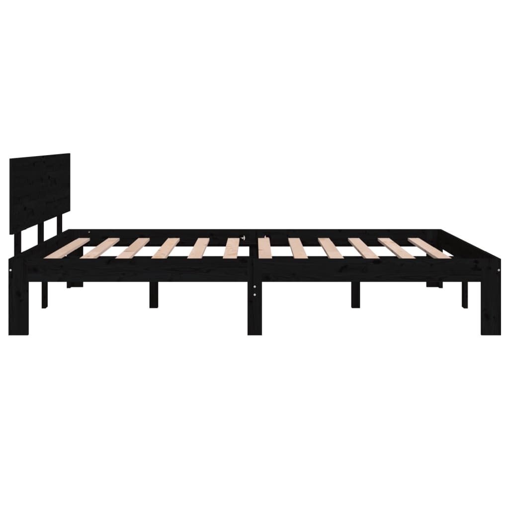 Bedframe Massief Grenenhout Zwart 140X190 Cm