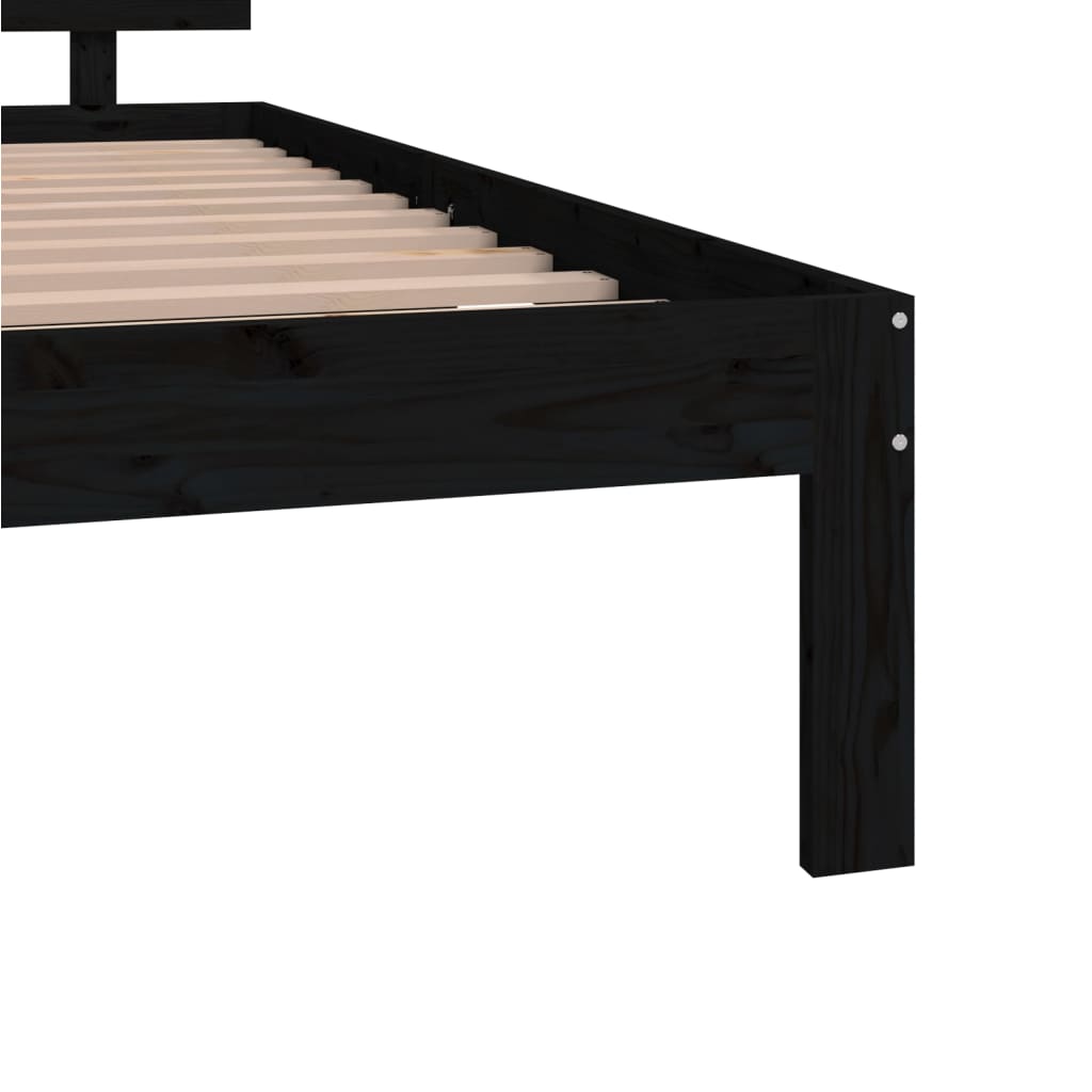 Bedframe Massief Grenenhout Zwart 140X190 Cm