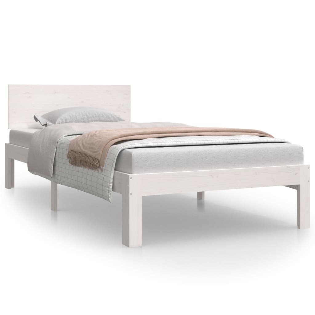 Bedframe Massief Grenenhout Wit 90X200 Cm