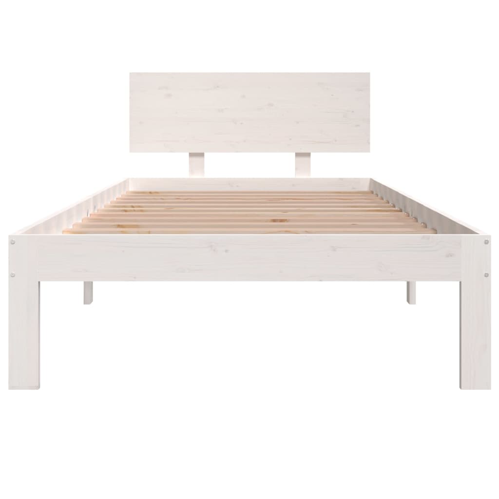 Bedframe Massief Grenenhout Wit 90X200 Cm