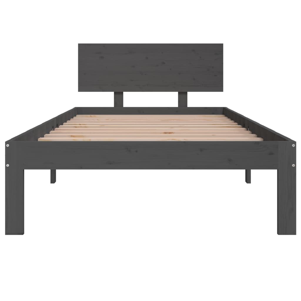 Bedframe Massief Grenenhout Grijs 90X200 Cm