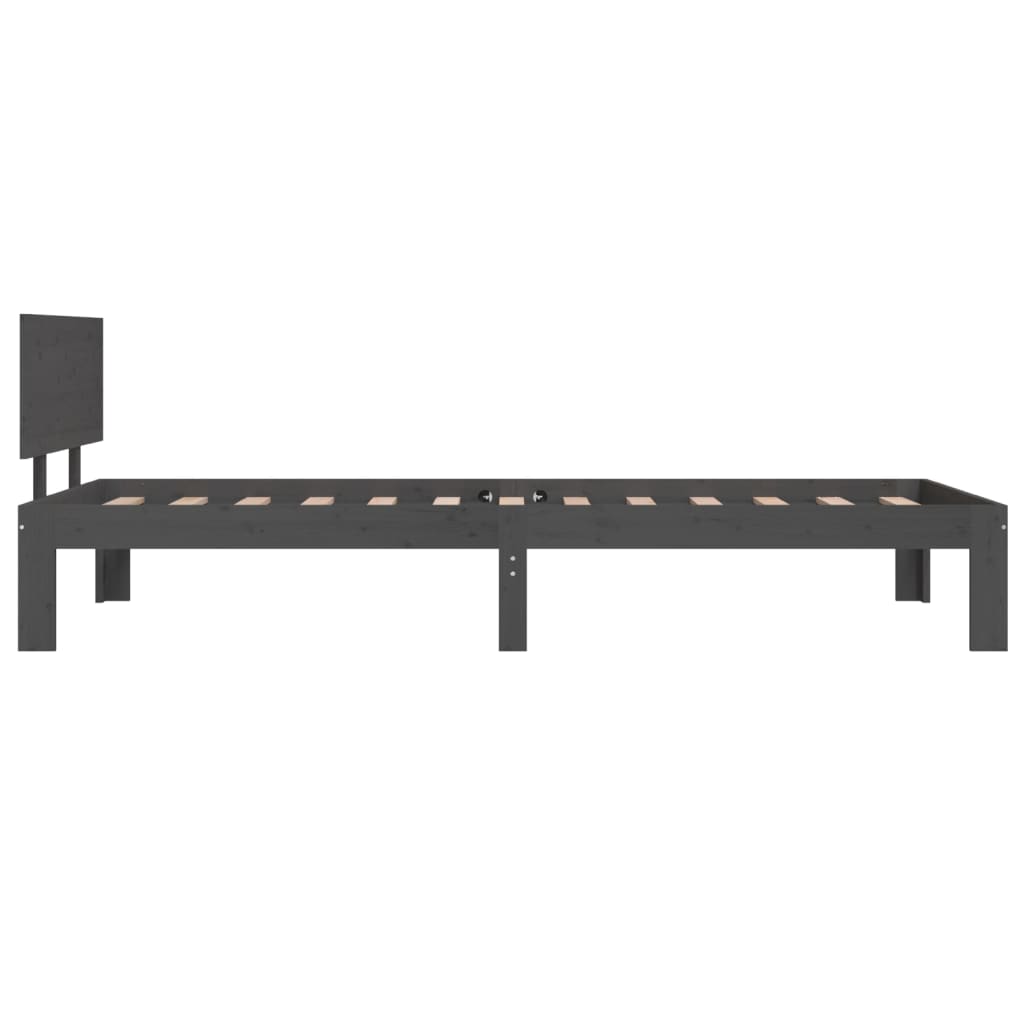 Bedframe Massief Grenenhout Grijs 90X200 Cm