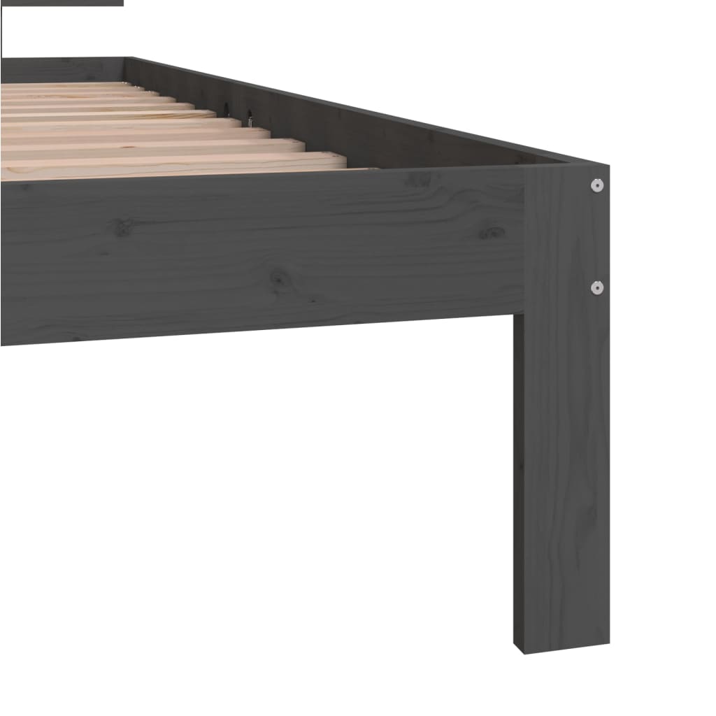 Bedframe Massief Grenenhout Grijs 90X200 Cm