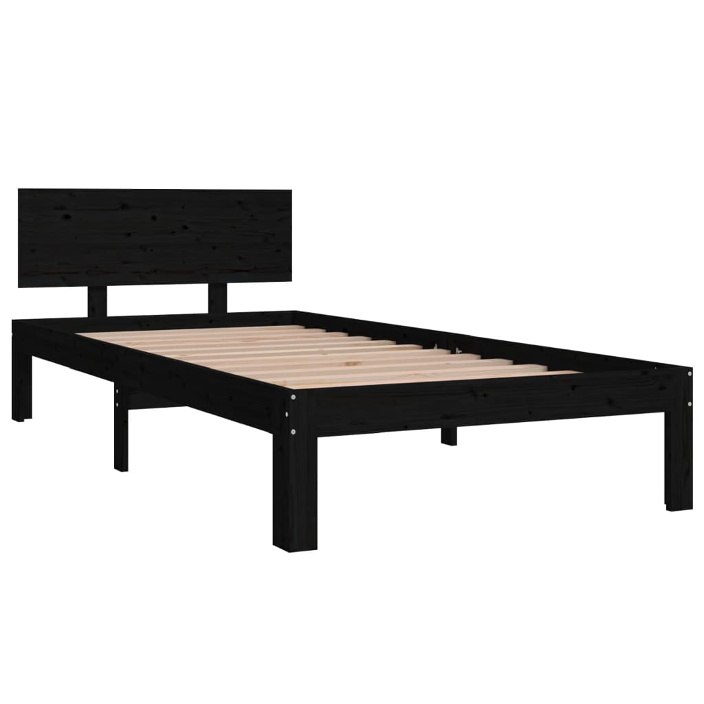 Bedframe Massief Grenenhout Zwart 90X200 Cm