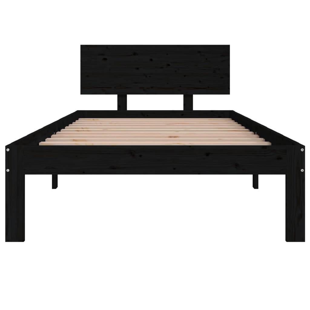 Bedframe Massief Grenenhout Zwart 90X200 Cm