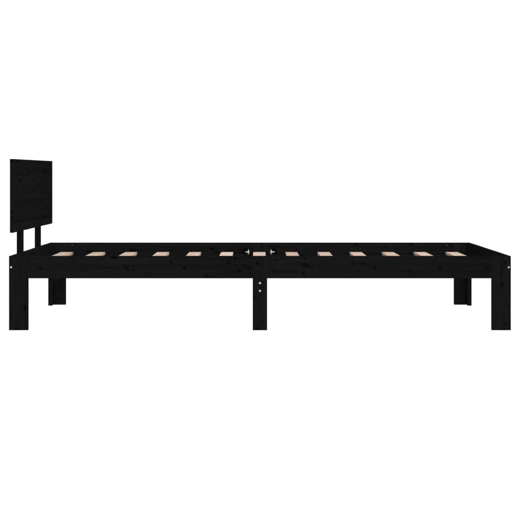 Bedframe Massief Grenenhout Zwart 90X200 Cm