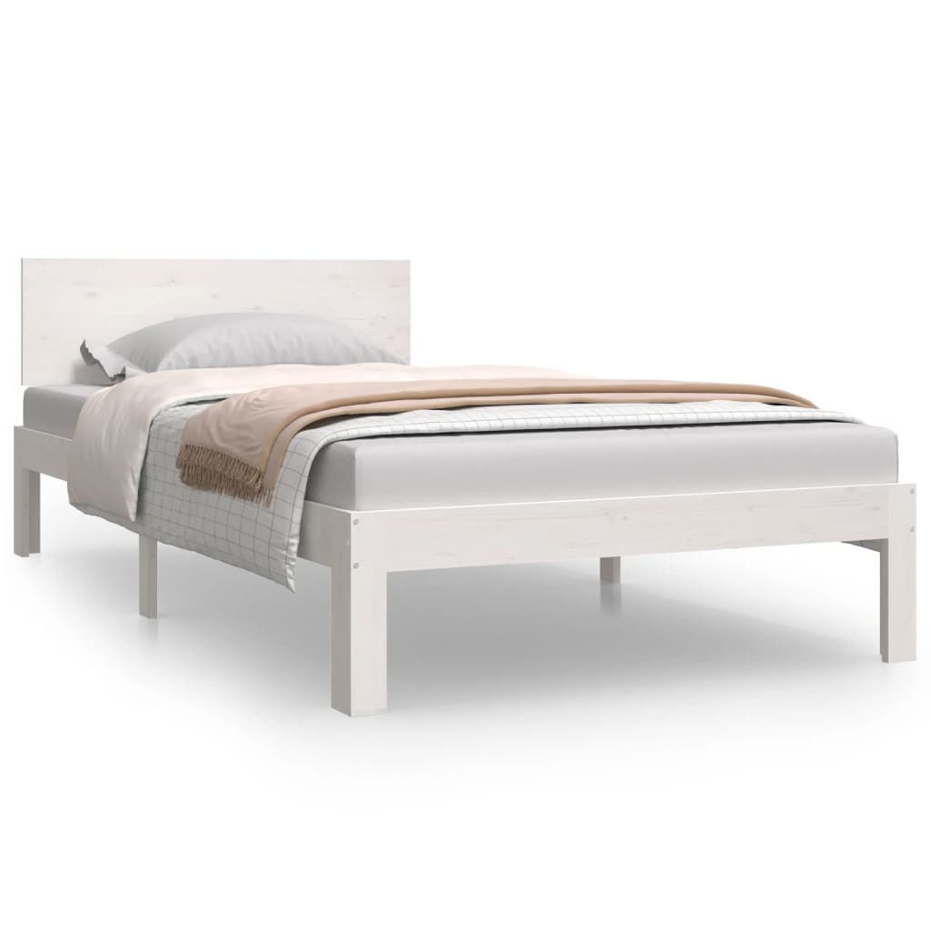 Bedframe Massief Grenenhout Wit 100X200 Cm