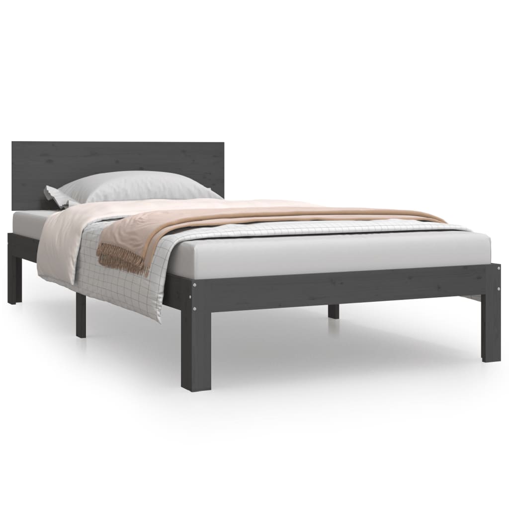 Bedframe Massief Grenenhout Grijs 100X200 Cm