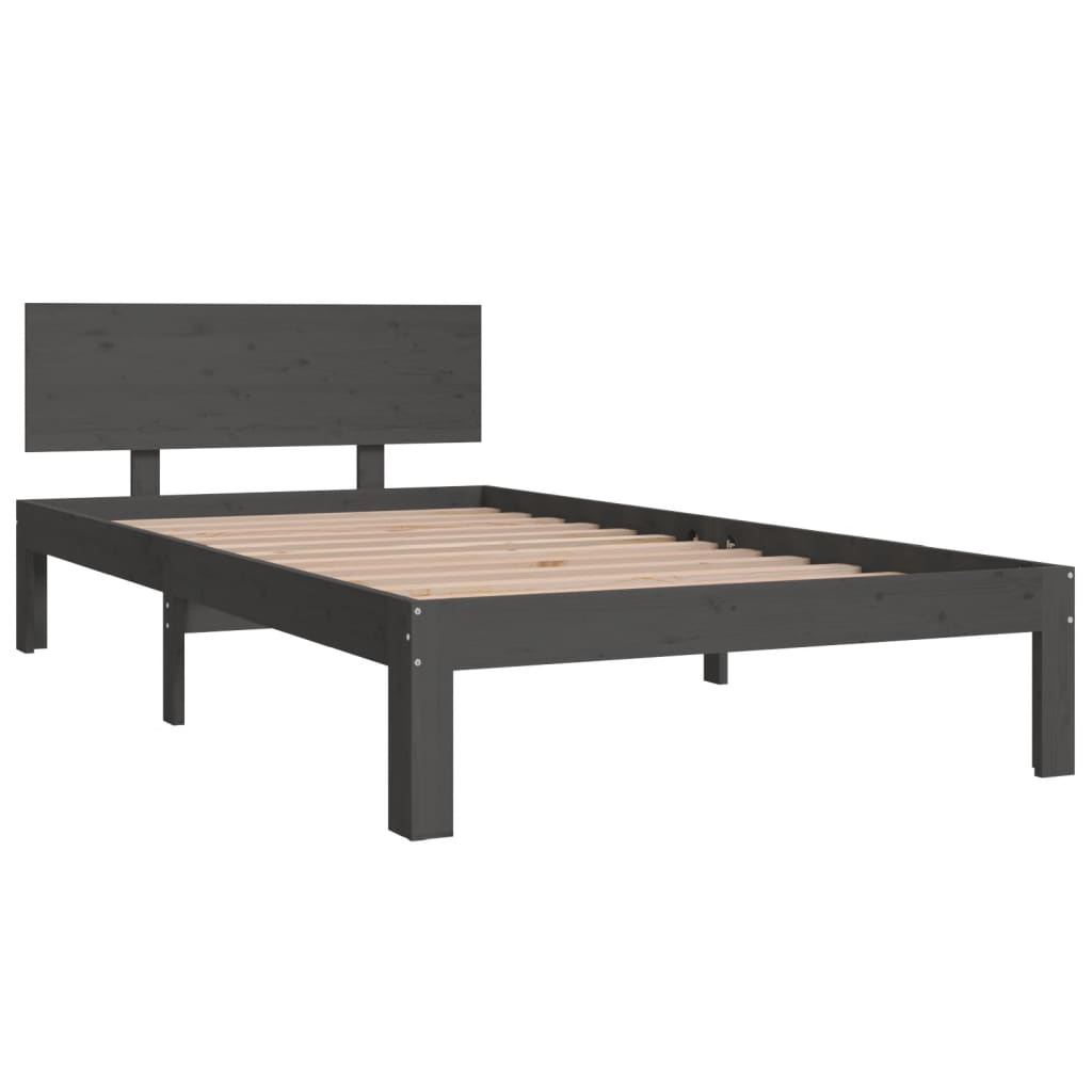 Bedframe Massief Grenenhout Grijs 100X200 Cm
