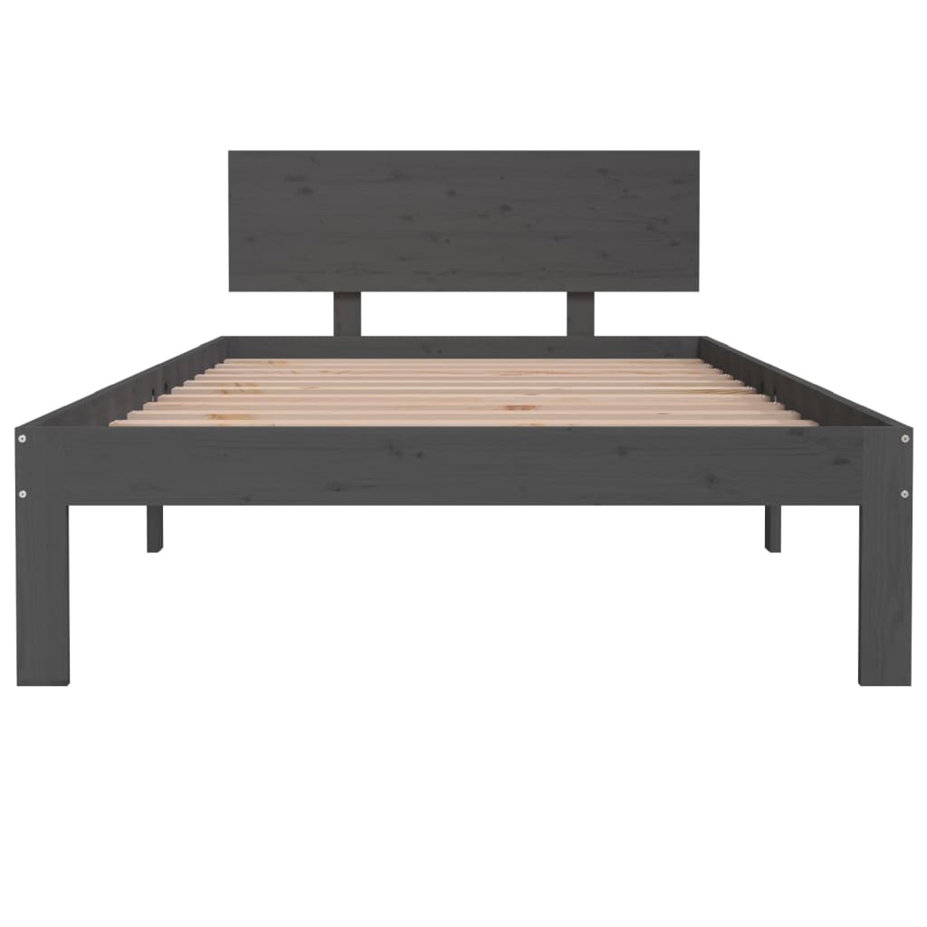 Bedframe Massief Grenenhout Grijs 100X200 Cm