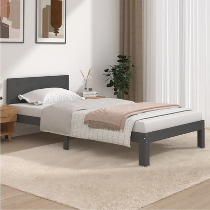 Bedframe Massief Grenenhout Grijs 100X200 Cm