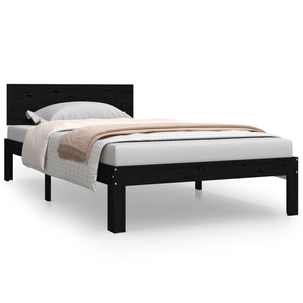 Bedframe Massief Grenenhout Zwart 100X200 Cm