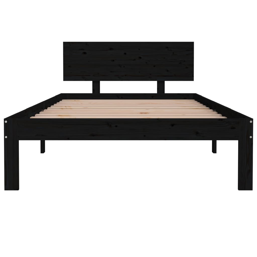 Bedframe Massief Grenenhout Zwart 100X200 Cm
