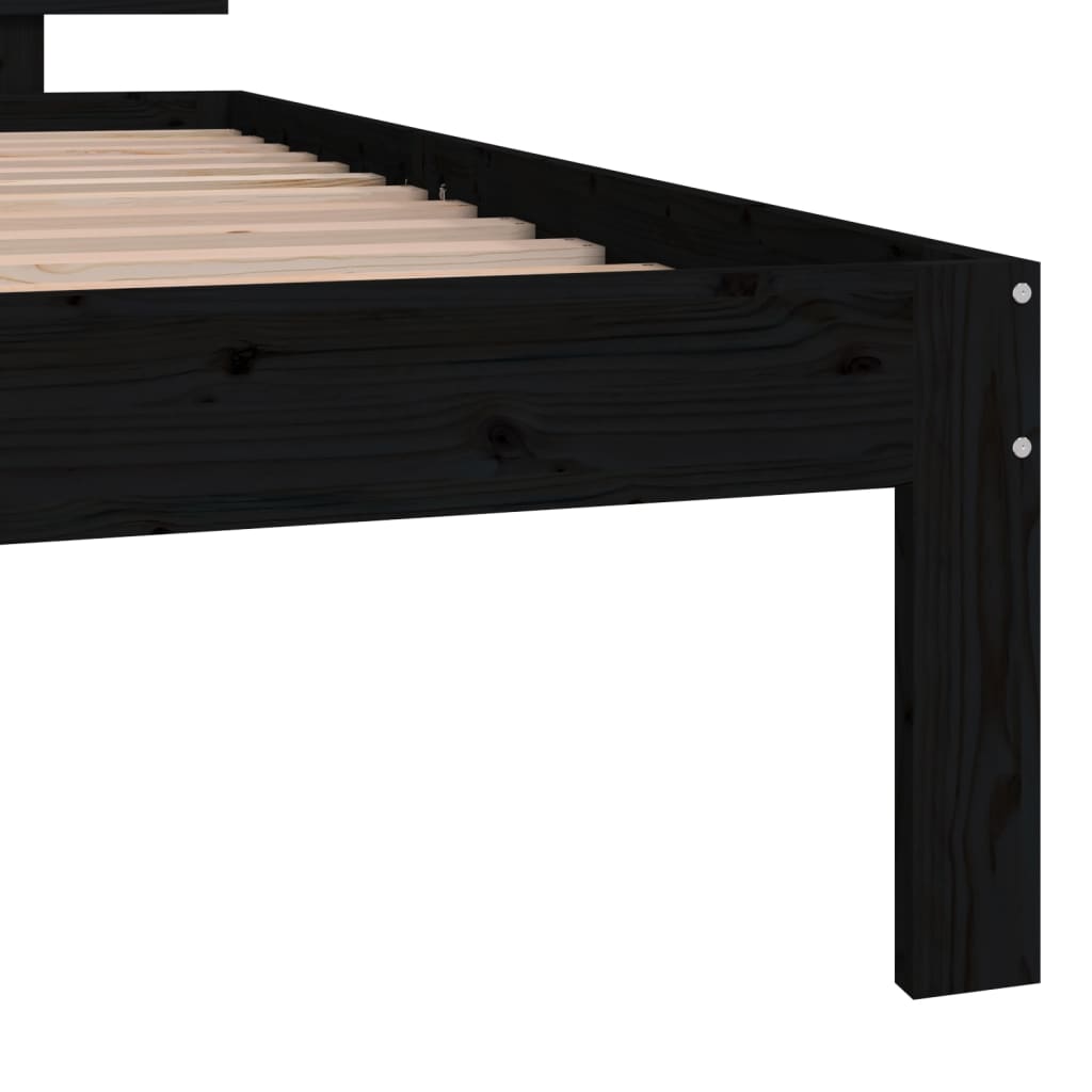 Bedframe Massief Grenenhout Zwart 100X200 Cm