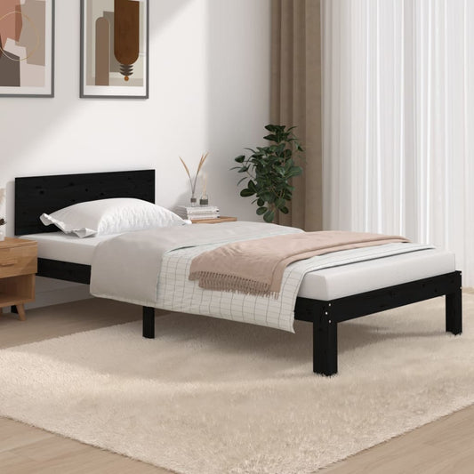 Bedframe Massief Grenenhout Zwart 100X200 Cm