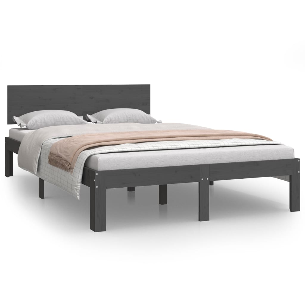 Bedframe Massief Grenenhout Grijs 120X200 Cm