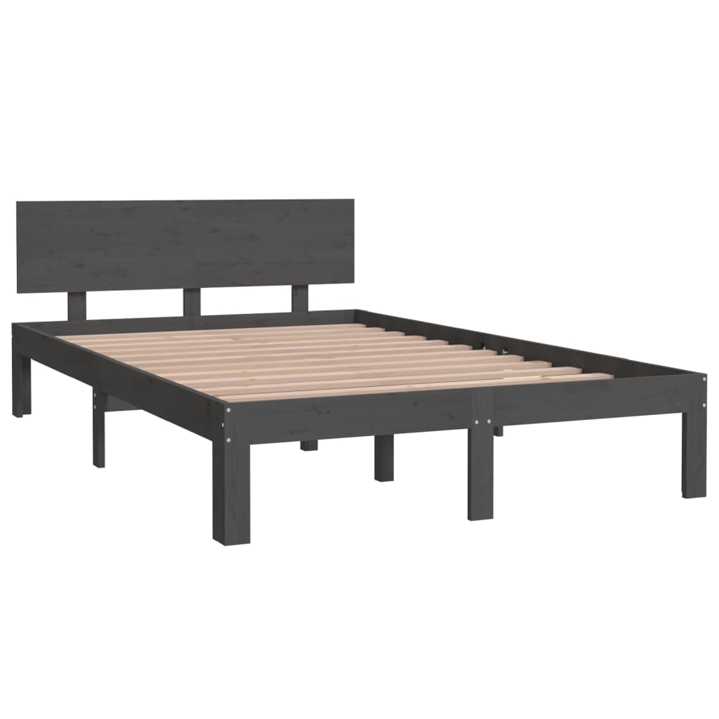 Bedframe Massief Grenenhout Grijs 120X200 Cm