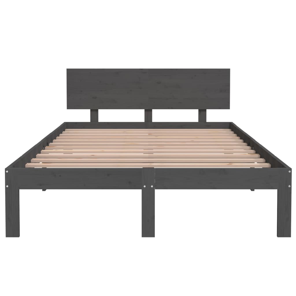 Bedframe Massief Grenenhout Grijs 120X200 Cm
