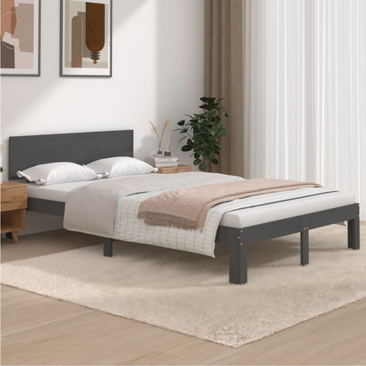Bedframe Massief Grenenhout Grijs 120X200 Cm
