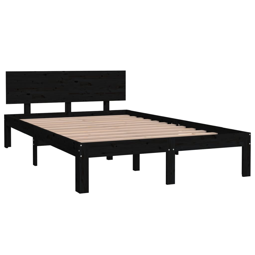 Bedframe Massief Grenenhout Zwart 120X200 Cm