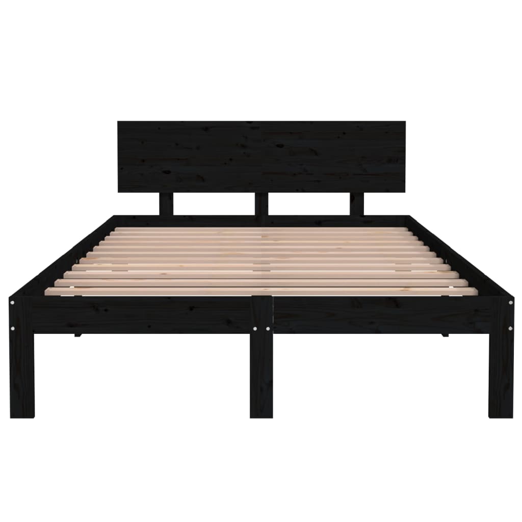 Bedframe Massief Grenenhout Zwart 120X200 Cm