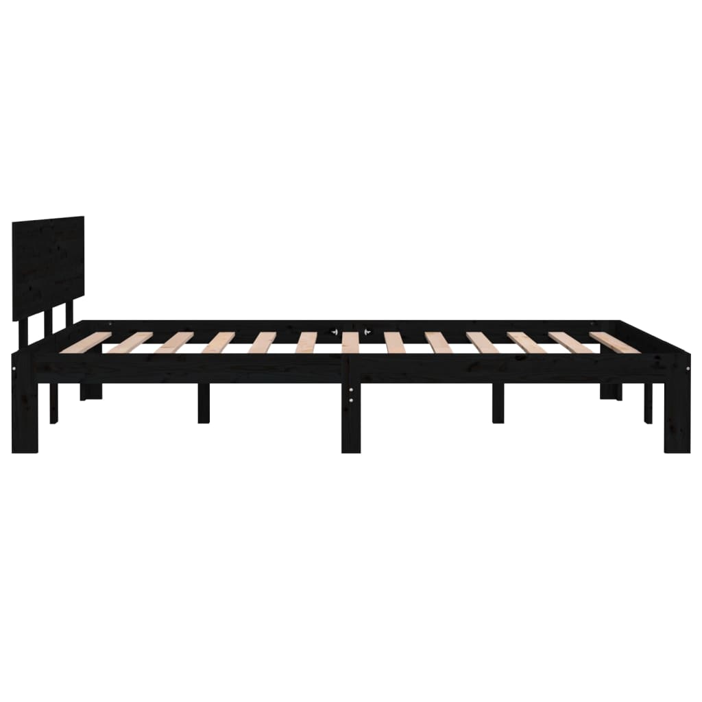 Bedframe Massief Grenenhout Zwart 120X200 Cm